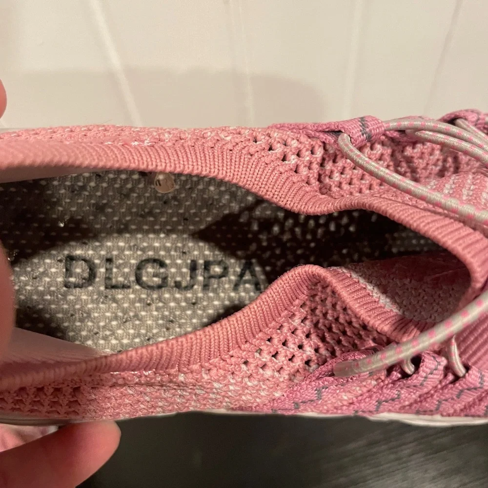 DLGJPA Women’s Pink Knit Slip-On water shoes with Toggle Laces size 39
